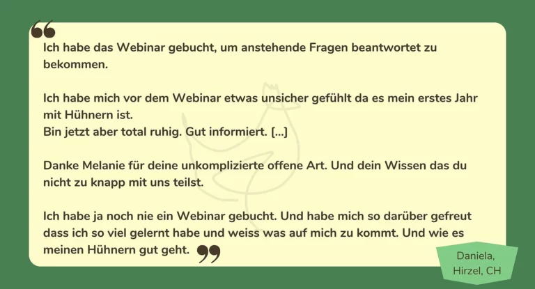 Der Hühnercoach Kundenstimme Webinar: ich habe so viel gelernt